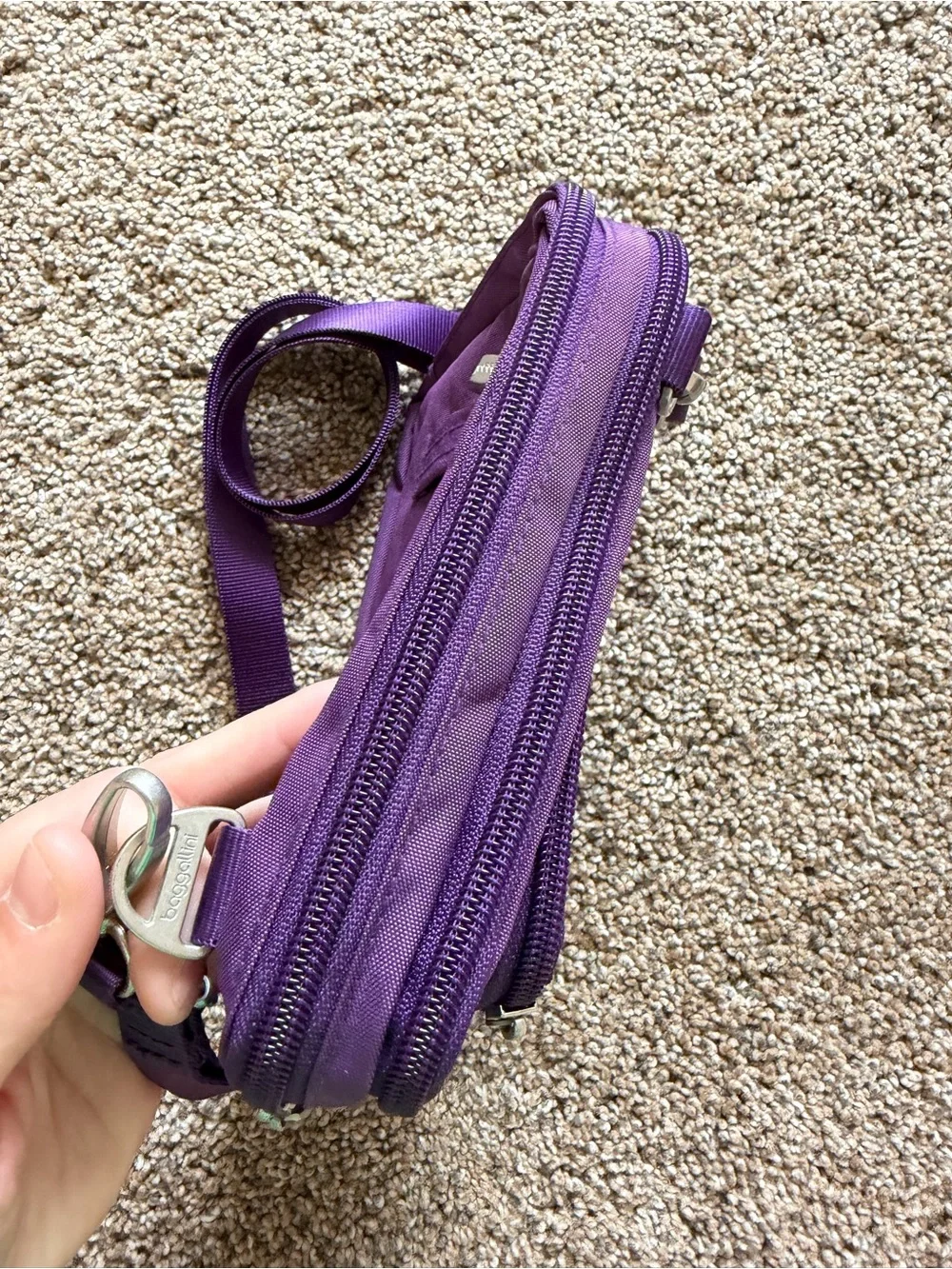 BAGGALLINI Plum Purple Nylon Zippered Crossbody Shoulder Bag